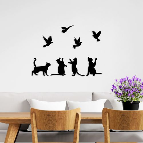 Wallity Metalna zidna dekoracija, Birds Playing With Cats slika 3