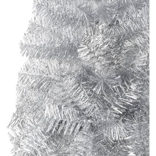 Tanka umjetna polovica božićnog drvca sa stalkom srebrna 150 cm slika 7