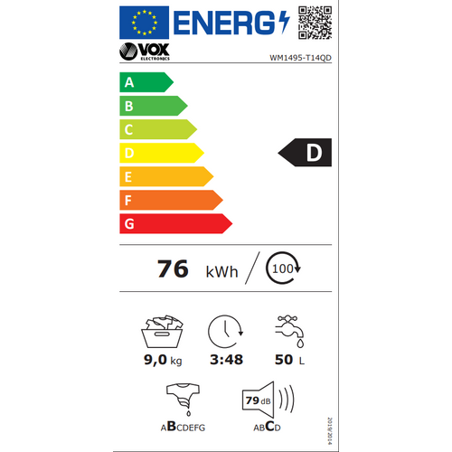 Vox WM1495-T14QD Veš mašina 9 kg, 1400 rpm slika 5