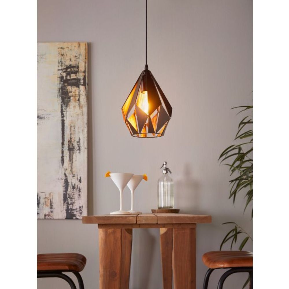 CARLTON 1 visilica / luster E27 Ø205 mm – crna / bakar slika 6