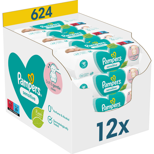 Pampers vlažne maramice Sensitive 12 x 52 komada slika 1