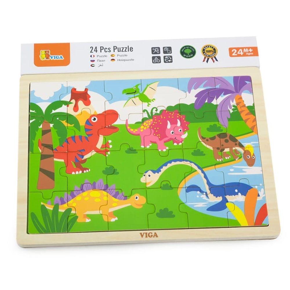 Viga 51460 Drvene Puzzle Dinosaurus 24 kom slika 4