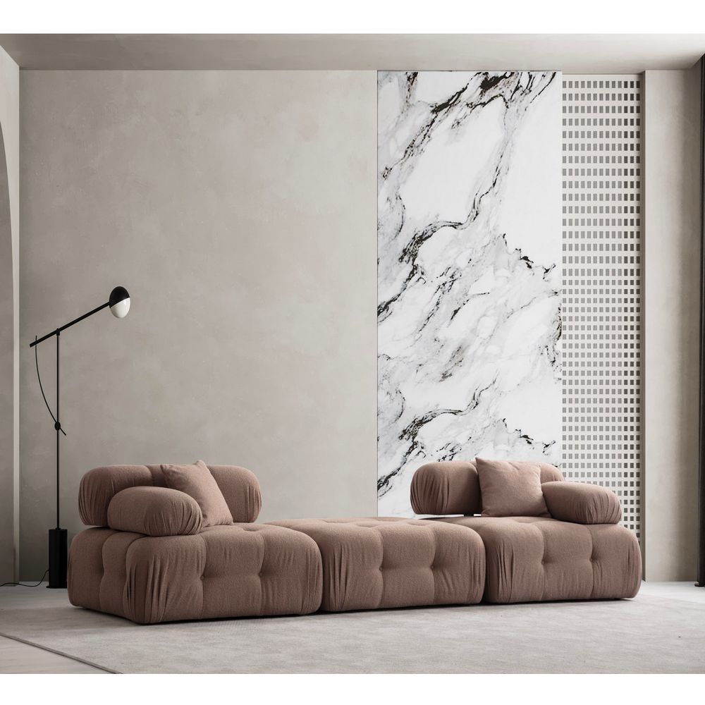 Doblo 3 Sjedala (L1-Pouffe-1R) - Cappuccino 3-Sjedalna Sofa slika 1