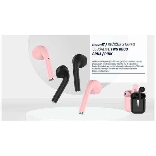 MeanIT Slušalica bežična sa mikrofonom, Bluetooth - TWS B200 Pink slika 4