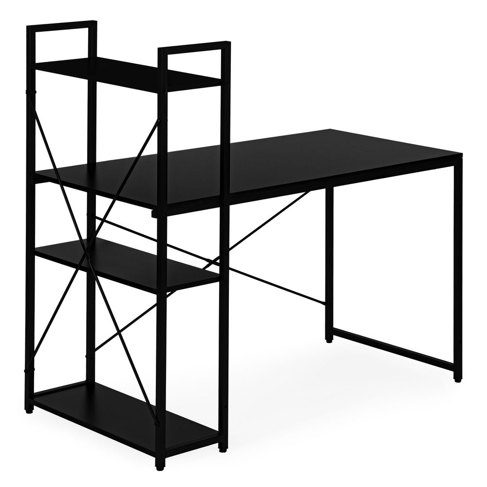 ModernHome uredski stol 120 × 60 cm s policom i 3 police – crni slika 5