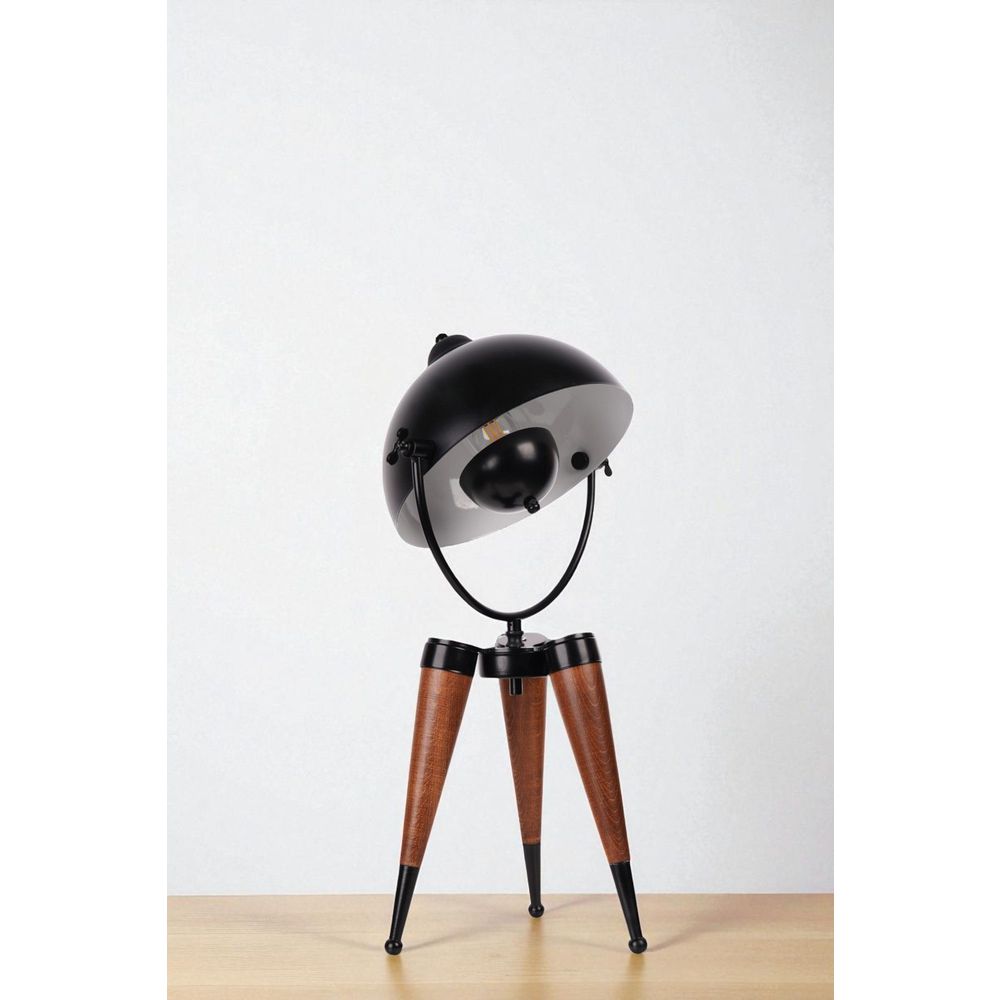 Opviq Stolna lampa 016, crna, orah slika 1