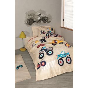 Cars - Beige v2 Beige Ranforce Young Quilt Cover Set