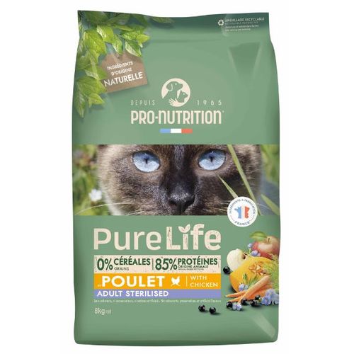 Pro Nutrition Pure Life Cat Adult Sterilised Piletina 8 kg slika 1