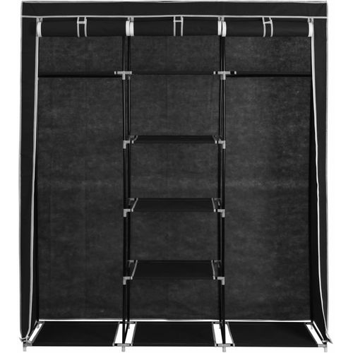 282453 Wardrobe with Compartments and Rods Black 150x45x175 cm Fabric slika 8