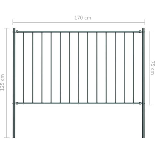 Panel za ogradu sa stupovima čelični 1,7 x 0,75 m antracit slika 5