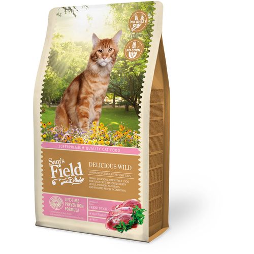 Sam's Field Cat Adult Delicious Wild sveža patka, voće i povrće, potpuna suva hrana za izbirljive odrasle mačke 7.5 kg slika 1