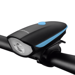 Rockbros - Prednje LED svjetlo T6 (7588-BL) - Vodootporno s električnom sirenom- Punjiva baterija 1200mAh- 250lm - Plava