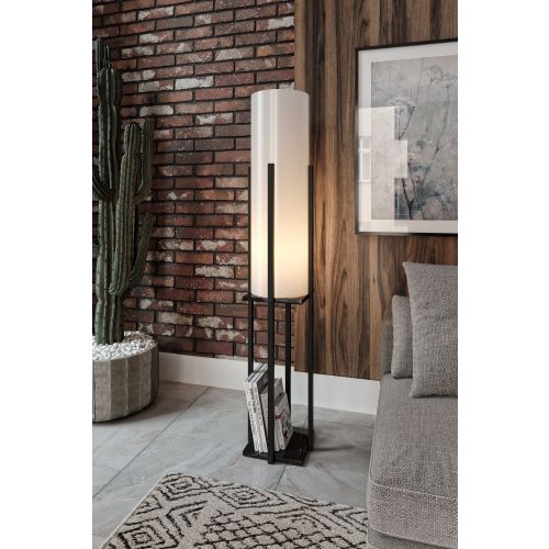 Opviq Podna lampa polica DOR crna , ivreica, MDF, platno, visina 160 cm, promjer sjenila 21 cm, visina 84 cm, E27 45-60 W, Dor - Black slika 2