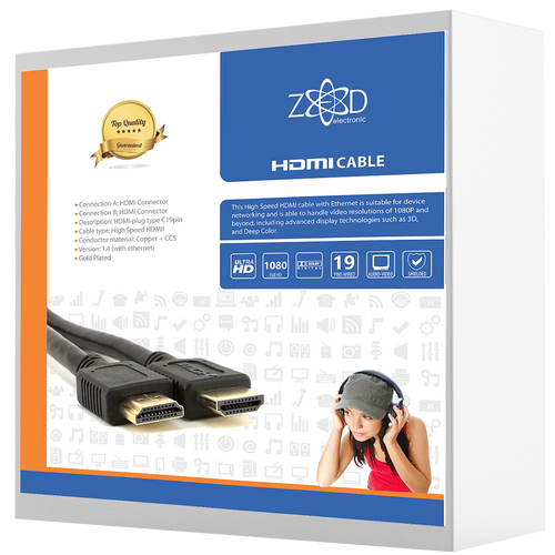 ZED electronic HDMI kabel, 7.5 met, ver. 1.4 - HDMI/7,5 slika 1