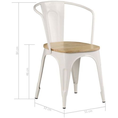 Blagovaonske stolice od masivnog drva manga 2 kom bijela - *Oštećena ambalaža/Izložbeni primjerak slika 2