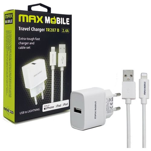 MaxMobile kućni punjač set 2U1 IPHONE LIGHTNING-USB 2.4A MFI Apple TR287B slika 1