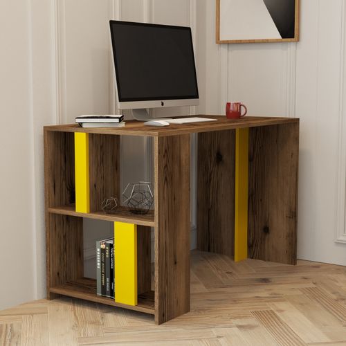 Woody Fashion Studijski stol, Lima - Walnut, Yellow slika 3