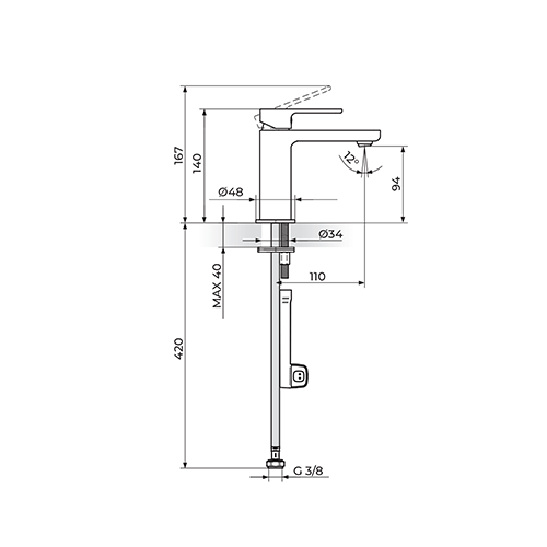 Rosan  S.2  GOLD Baterija za lavabo - hladna voda slika 2