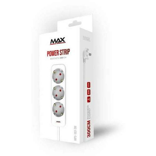 Produžni kabl sa prenaponskom zaštitom 3 utičnice 3m Max MPS-103-3M Beli slika 2