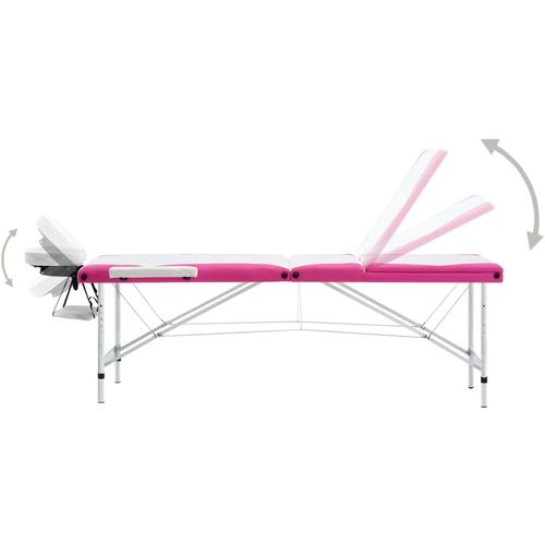 Sklopivi masažni stol s 3 zone aluminijski bijelo-ružičasti slika 29