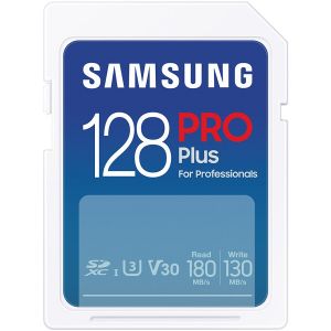 Samsung  MB-SD128S/EU SD Card 128GB, PRO Plus, SDXC, UHS-I U3 V30 Class 10, Read up to 180MB/s, Write up to 130 MB/s, for 4K and FullHD video recording