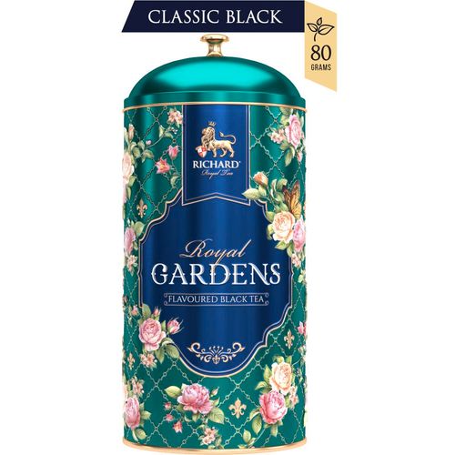 RICHARD Tea Royal Gardens - Crni čaj sa aromom pitaje i laticama cveća u metalnoj kutiji, rinfuz 80g GREEN 101838 slika 1