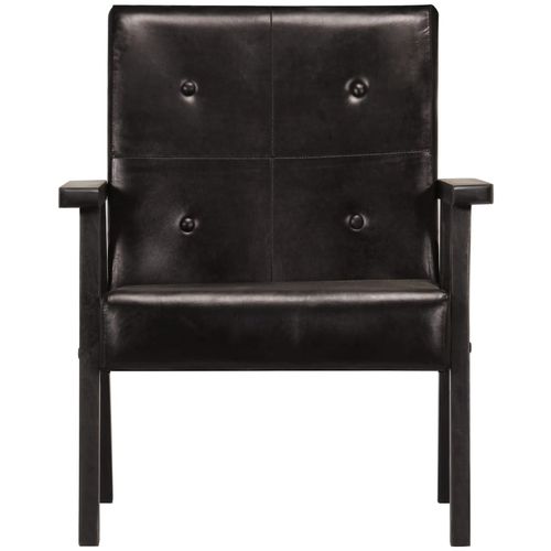 Fotelja od prave kože crna slika 30