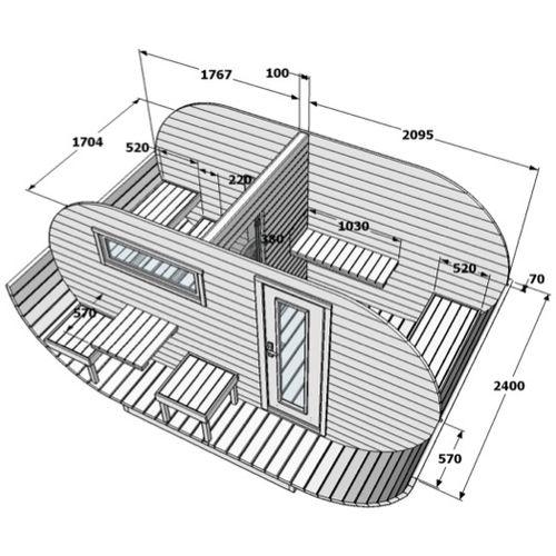 Vanjska sauna Mushroom Deluxe 240x400 Thermowood slika 7