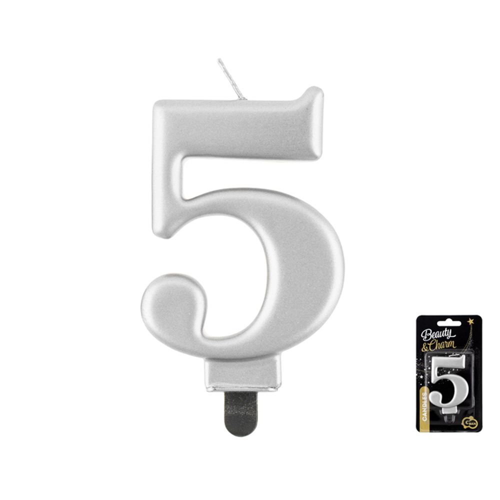 PF-SCS5 Svjećica za tortu 5 Siva 8cm slika 1