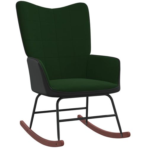 Stolica za ljuljanje tamnozelena od baršuna i PVC-a slika 9