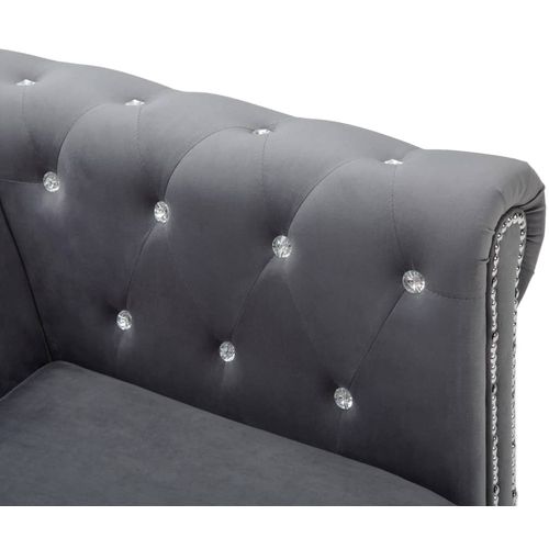 Dvosjed Chesterfield s baršunastom presvlakom 146 x 75 x 72 cm sivi slika 28