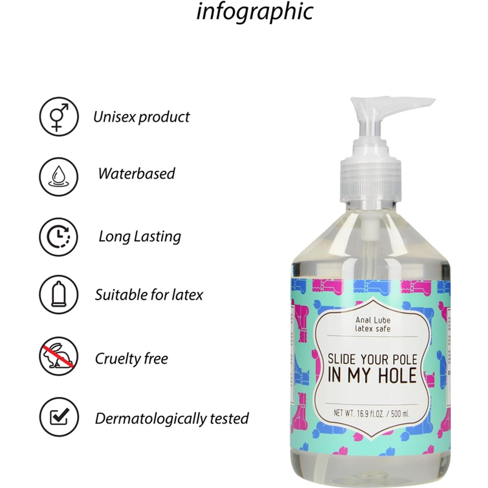 S-Line by Shots Slide Your Pole In My Hole - lubrikant na bazi vode - 17 oz / 500 ml slika 2