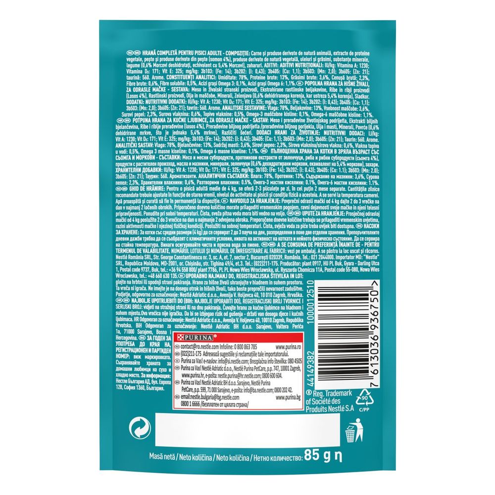 Purina ONE Hrana za mačke, mini fileti s lososom i mrkvom u umaku Sterilcat Adult 85g slika 4