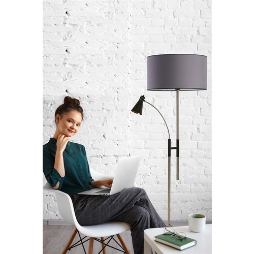 Forza Mat Krom Lambader Silindir Koyu Gri Abajurlu Anthracite Floor Lamp slika 1