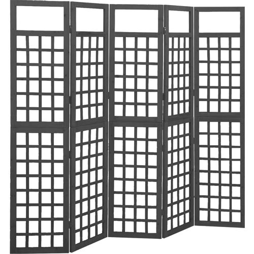 Sobna pregrada / rešetka s 5 panela jelovina 201,5x180 cm crna slika 7