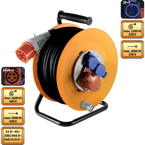 home Motalica za kabel, 25 met., H07RN-F, 5 x 2.5 mm², IP44 - HJR 400-25 slika 1