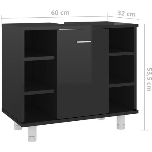 Kupaonski ormarić visoki sjaj crni 60 x 32 x 53,5 cm od iverice slika 22