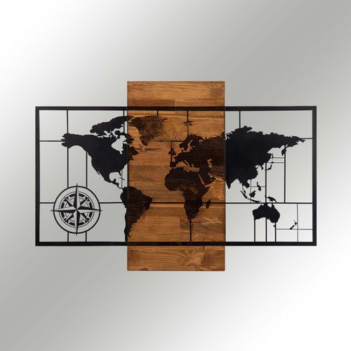 Wallity Zidna dekoracija drvena, World Map Wıth Compass slika 6