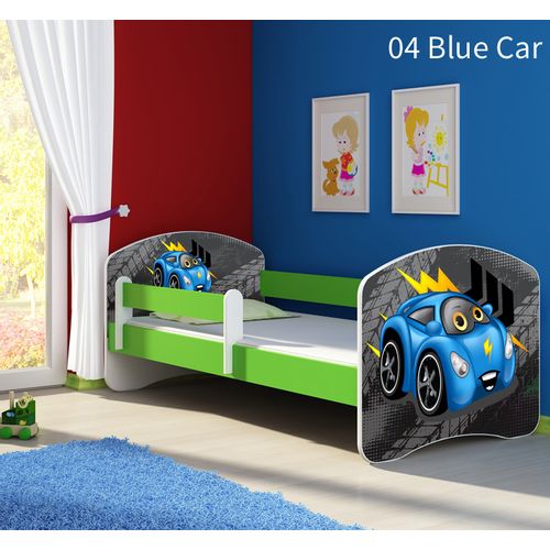 Dječji krevet ACMA s motivom, bočna zelena 160x80 cm 04-blue-car slika 1
