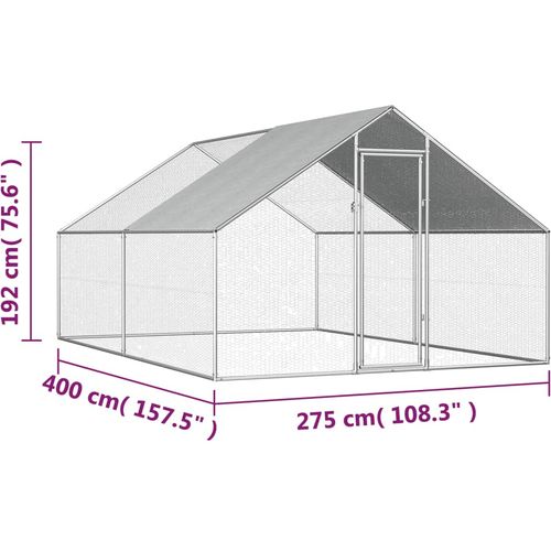 Vanjski kavez za kokoši od pocinčanog čelika 2,75 x 4 x 1,92 m slika 29