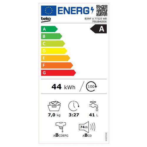 Beko B3WFU77225WB Veš mašina, 7kg, 1200rpm, ProSmart Inverter, Dubina 49.6cm slika 7