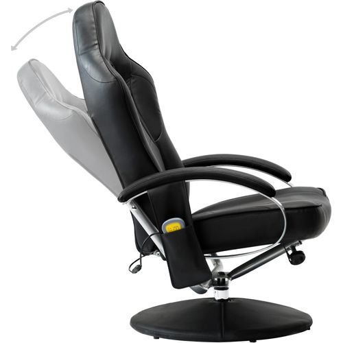 Masažna stolica s osloncem od umjetne kože crna slika 31