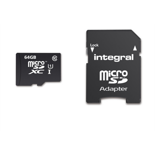 Integral 64GB Micro SDXC memorijska kartica za pametne telefone i tablete, Class 10 UHS-I U1, s SD adapterom slika 1