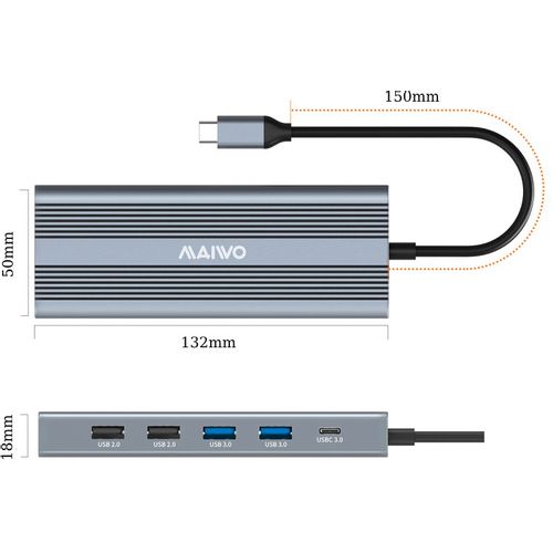 MAIWO USB Tip-C 12 u 1 Docking USB3.0+SD/TF+RJ45+HDMI*2+VGA+Audio+US B-C PD+USB-C data, KH12RHV slika 3