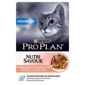 PRO PLAN Hrana za mačke, mekani komadi s lososom u umaku, Housecat Nutrisavour 85g