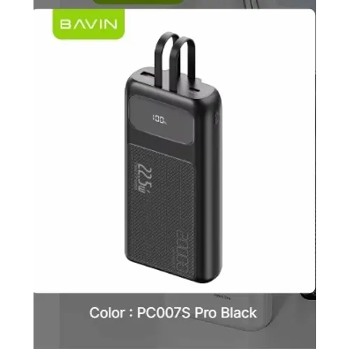 Bavin Power bank 20000mAh 22,5W Type C & Ligtning kabl crna slika 1