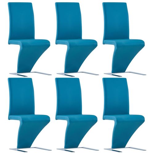Blagovaonske stolice cik-cak oblika od umjetne kože 6 kom plave slika 1