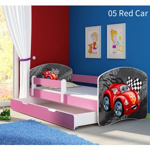 Dječji krevet ACMA s motivom, bočna roza + ladica 160x80 cm - 05 Red Car