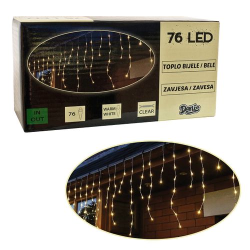 76 LED, zavjesa, 2x0,5 m, funkcije, toplo bijelo svjetlo slika 1