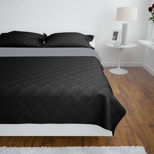 130884 Double-sided Quilted Bedspread Black/Grey 220 x 240 cm slika 6